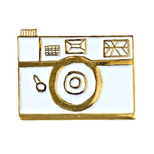 White Retro Camera Pin