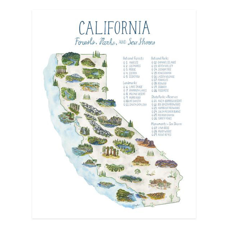 California Parks Map Checklist Print