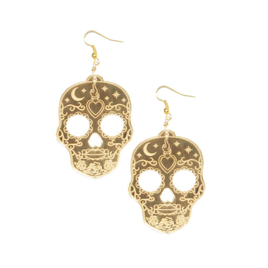 Sugar Skull Earring Gold