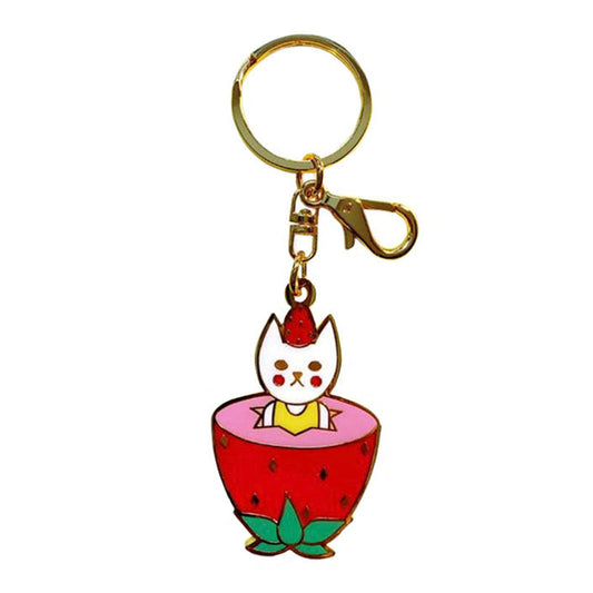 Strawberry Cat Keychain