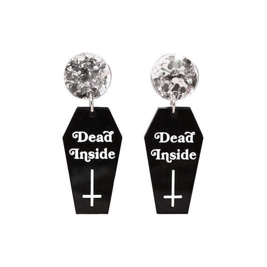 Dead Inside Coffin Dangle Earrings