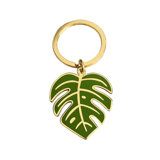 Monstera Leaf Gold Keychain