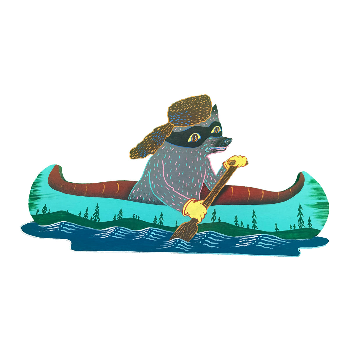 Raccoon in Canoe