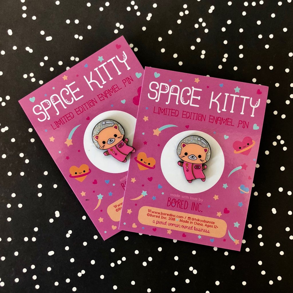 Space Kitty Glitter Pin