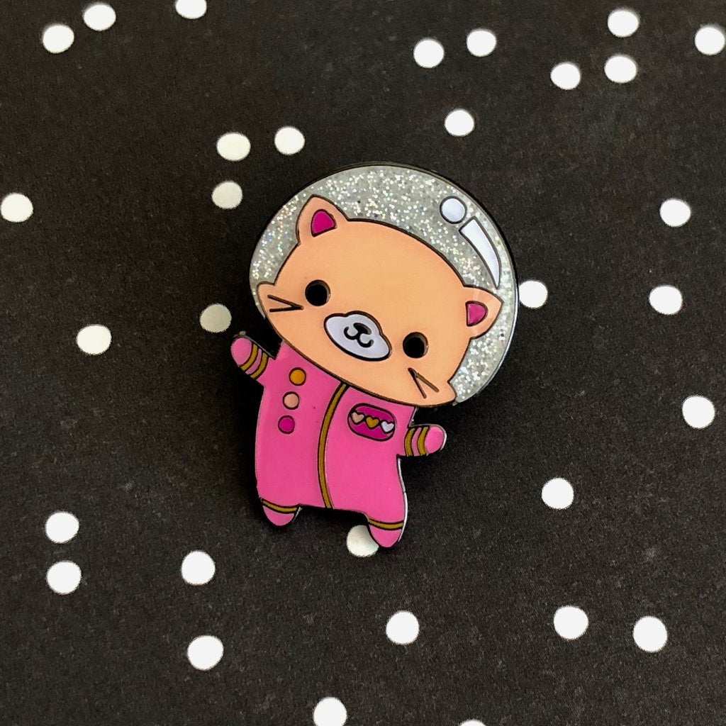 Space Kitty Glitter Pin