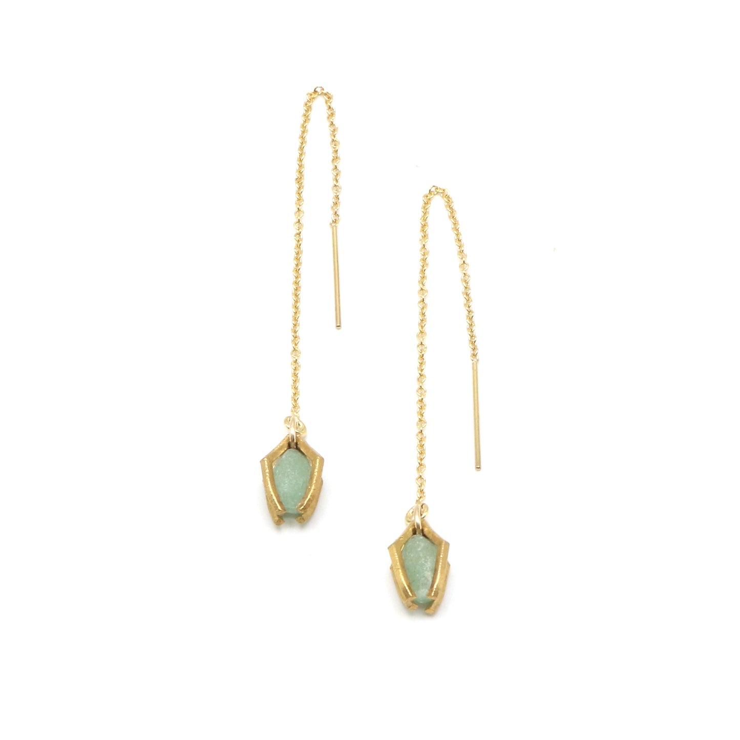 Threaded Jade Earrings - 14k Gold Filled