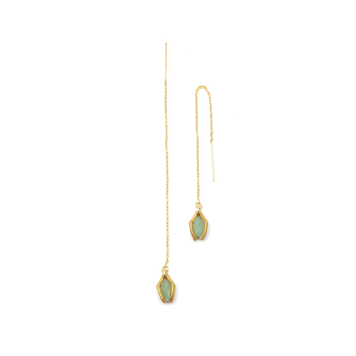 Threaded Jade Earrings - 14k Gold Filled